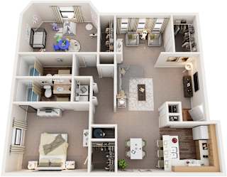 2 Bed 2 Bath Floor Plan | 1,196 Sq. Ft.  at The Vistas, Macon, Georgia, 31210
