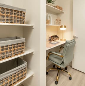 Built in Desk and shelves at Streamliner 16th Apartments in Phoenix
