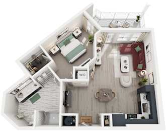 1 Bed 1 Bath Floor Plan | 764 Sq. Ft. at Lyric at Norton Commons Apartments, Prospect, Kentucky 40059