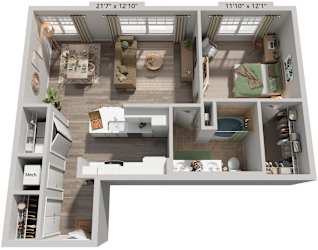 Silo Floorplan | 849 Sq. Ft. at Flats at West Broad Village, Virginia, 23060