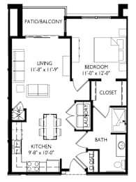  Floor Plan One Bedroom - One Bathroom