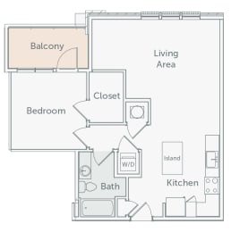 Element 29 - A14 - 1bed-1bath - 2D floor plan