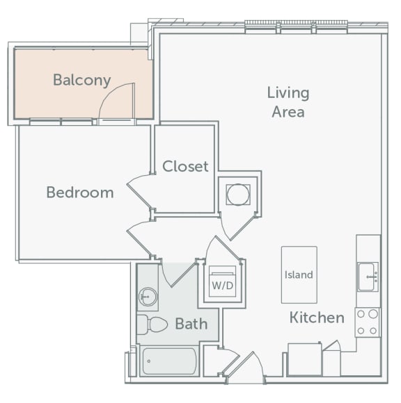 Element 29 - A14 - 1bed-1bath - 2D floor plan