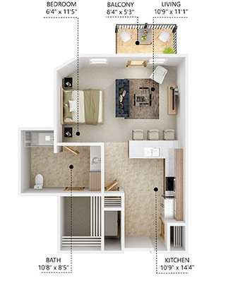 M2 Floor Plan at Lake Shore Apartments, Iowa