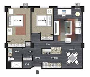 2Bedroom Floor Plan at Lux Apartments, Brooklyn Center, MN