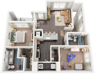 2 Bed 2 Bath Floor Plan | 1,049 Sq. Ft. at Promenade at Newnan Crossing in GA, 30265