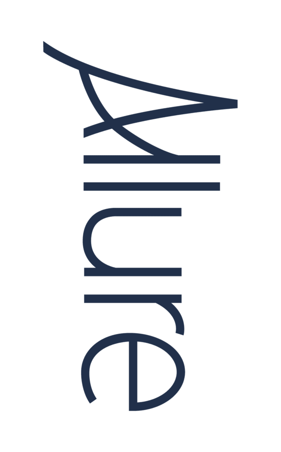The image features the word "Allure" in a large, dark blue font.