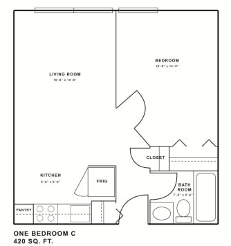 one bedroom floor plan for rent | Racine, WI