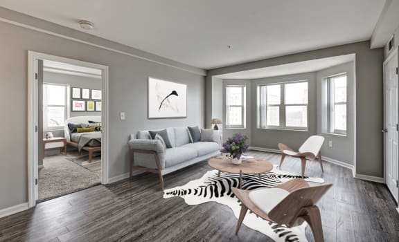 Living Area with Harwood Floors at HighPoint in Quincy, MA 02169