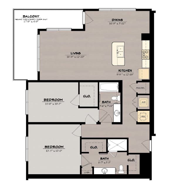2B Floor Plan at The Tennessee Brewery, Memphis, TN, 38103
