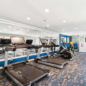 the gym at the landing at pullman apartments in pullman at Woodcreek Apartments, North Carolina