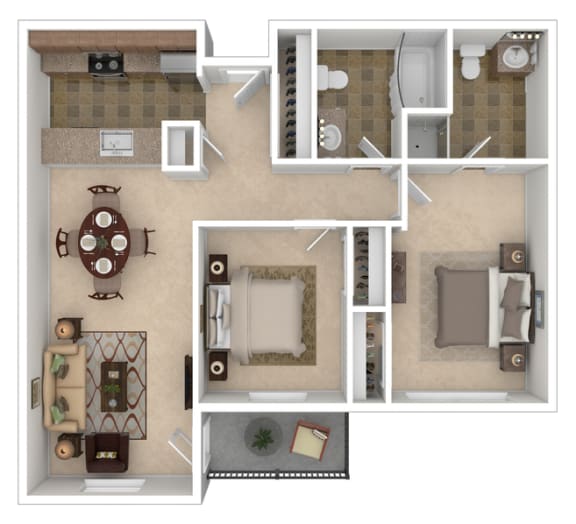 10th Street Two Bed Two Bath Floor Plan