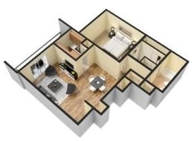 Floor Plan  Hidden Meadows Apartments 1x1 Floor Plan