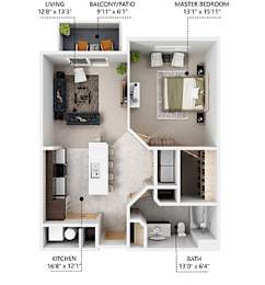 A4 Floor Plan at Lake Shore Apartments, Ankeny