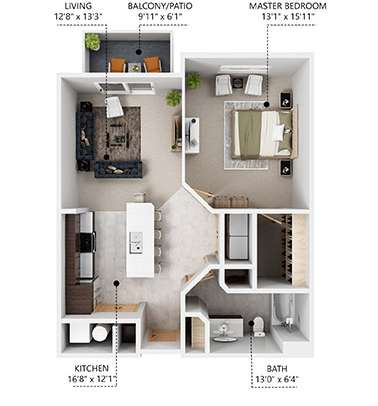 A4 Floor Plan at Lake Shore Apartments, Ankeny