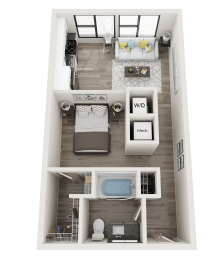 Studio 1 bath A S1 Floor Plan at Link Apartments Innovation Quarter, Winston Salem, NC