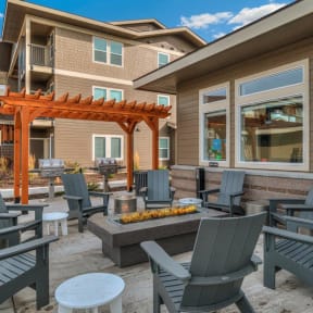 RedPoint Apartments and Townhomes Clubhouse Patio with Firepit and BBQ's