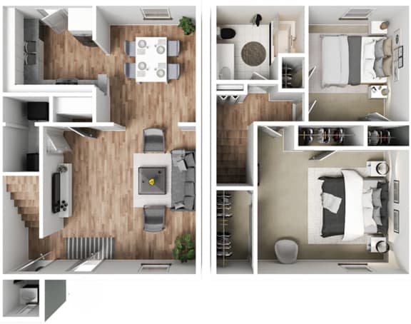 Floor Plan  a stylized floor plan with a bedroom and a living room