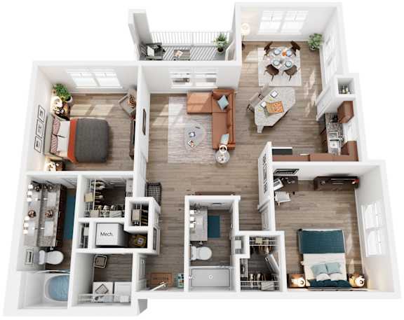 Floor Plan  2 Bed 2 Bath Floor Plan | 1,252 Sq. Ft. at Capstone at Banks Crossing, Commerce, GA