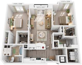 Everest Floorplan | 1,164 Sq. Ft. at Flats at West Broad Village, Glen Allen, Virginia
