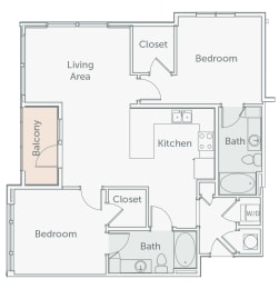 Element 29 - B5 - 2bed-2bath - 2D floor plan