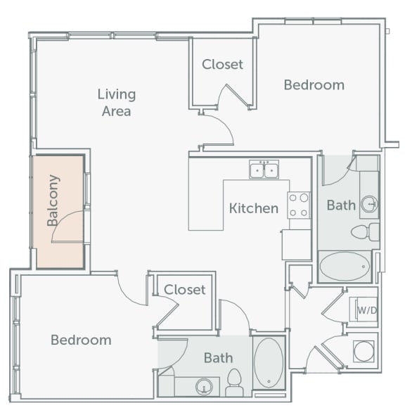 Element 29 - B5 - 2bed-2bath - 2D floor plan