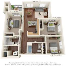 3 bed 3 bath floor plan A at South Range Crossings, Parker, CO, 80134