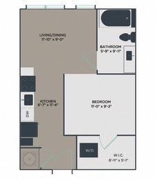 P2-A11 bedroom 1 bathroom Floor Plan at Link Apartments® Mixson, South Carolina, 29405