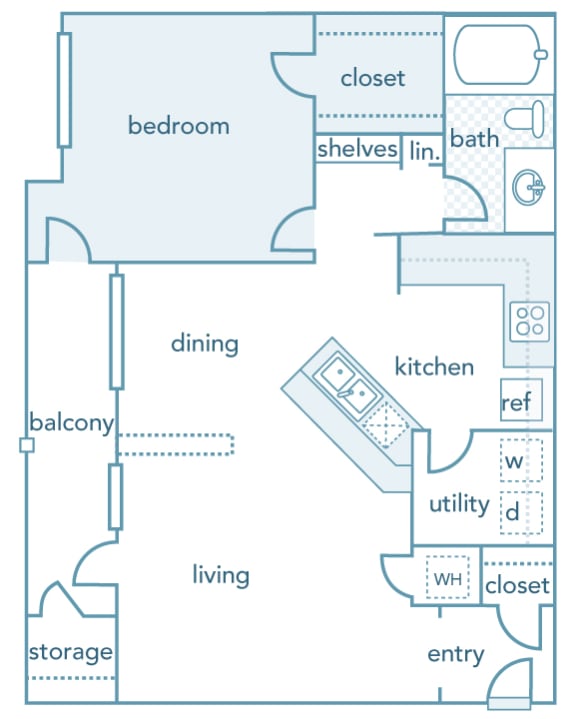 The Estates at River Pointe - A1 - 1 bedroom - 1 bathroom - 2D Floor plan