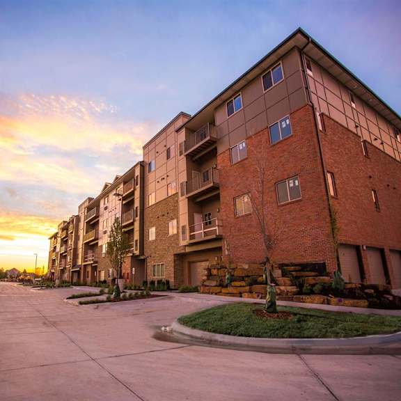 Apartment building exterior at The Flats at 84