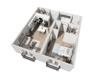 a floor plan of a house with a bedroom and a living room