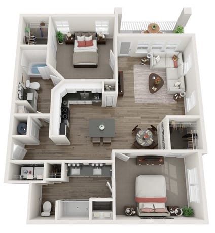 Town Center East - B2 - 2 Bedroom 2 Bath
