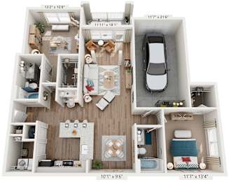 2 Bed 2 Bath Floor Plan | 1,341 Sq. Ft. at Lullwater at Big Ridge, Hixson, 37343