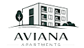 A logo for Aviana Apartments featuring a stylized building and tree.