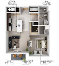 A2 Floor Plan at Lake Shore Apartments, Ankeny, Iowa