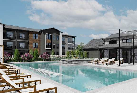 Relaxing Pool With Sundecks at The Liliana Apartment Homes, Pooler, GA