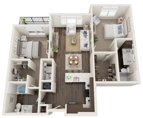 2 bed 2 bath floor plan A at The Clearing at ONE28, Olathe, KS