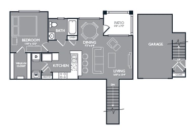 One Bed One Bath Floor Plan at Mansions at Briggs Ranch, Texas, 78245