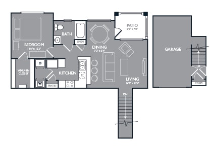 One Bed One Bath Floor Plan at Mansions at Briggs Ranch, Texas, 78245