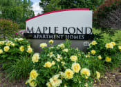 Thumbnail 1 of 18 - a sign for maple point apartments with yellow and white flowers