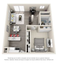 Ocean Breeze Villas 1x1 A Floor Plan