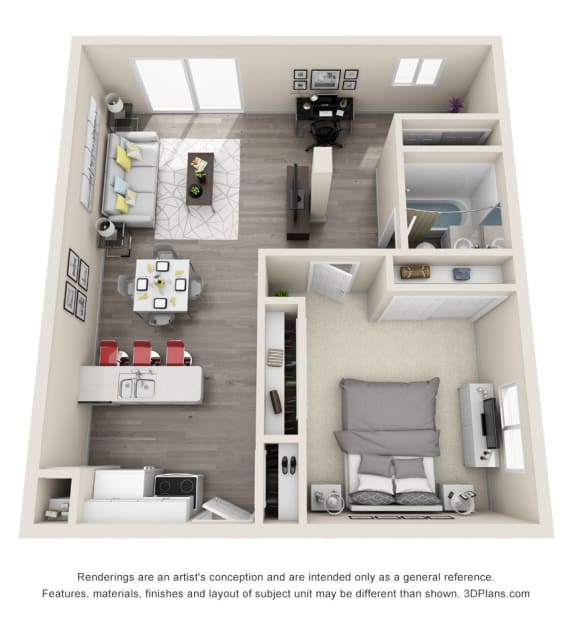 Ocean Breeze Villas 1x1 A Floor Plan