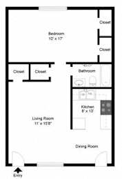  Floor Plan 1 Bedroom  1 Bathroom