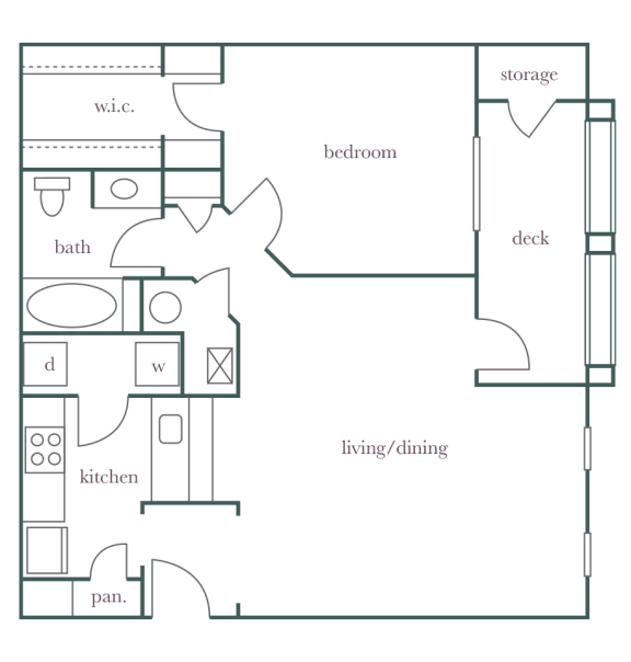 Evergreen Lenox Park - A4 - 1 bedroom and 1 bath - 2D Floor Plan