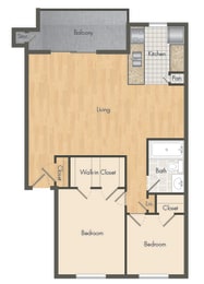 a floor plan of a home with a bedroom and a living room