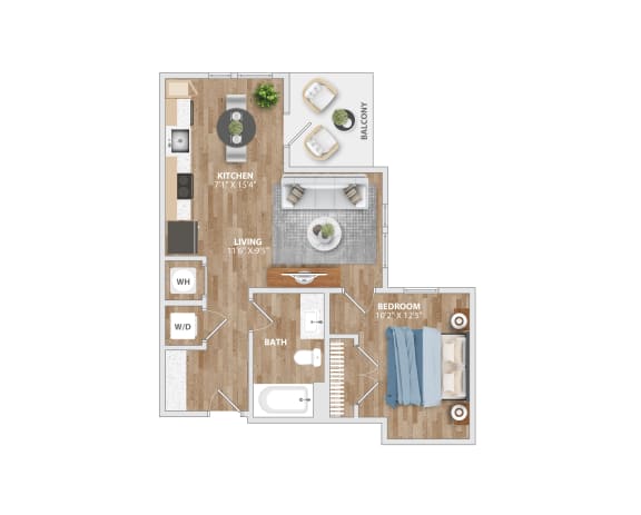 1 bedroom 1 bath A at Hawkins Press, Charlotte, North Carolina