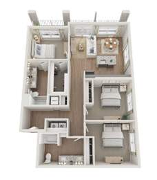 A Whitby brand house plan shows a 3 bedroom / 2 bathroom apartment.