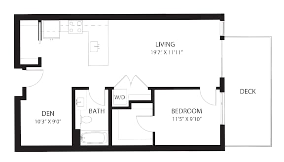 Vela Apartments D6 with Den Floor Plan