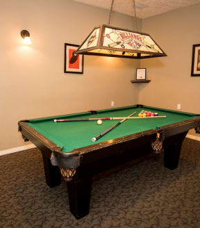 Sir Charles Court game room with a pool table and a lamp