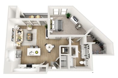 this is a 3d floor plan of a 1 bedroom apartment at the biltmore apartments